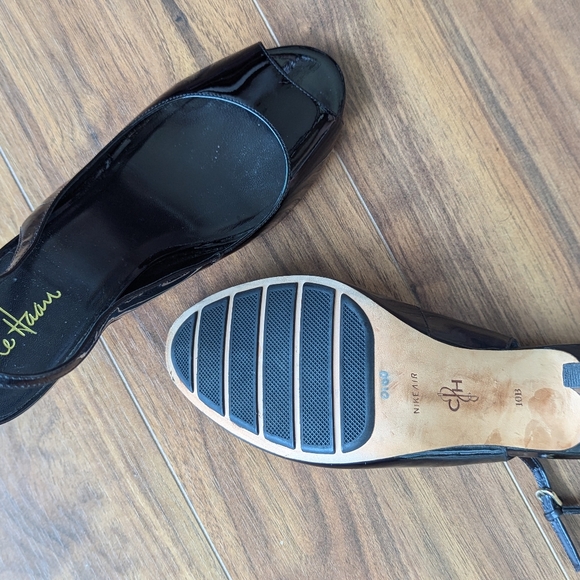 Cole Haan black patent leather open toe Slingback heels - Picture 3 of 3
